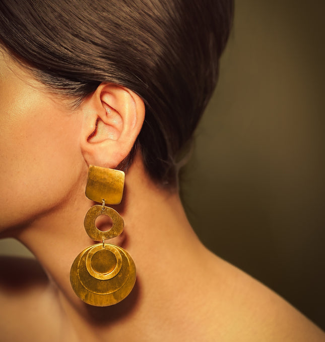 Bold Shape Brass Earrings
