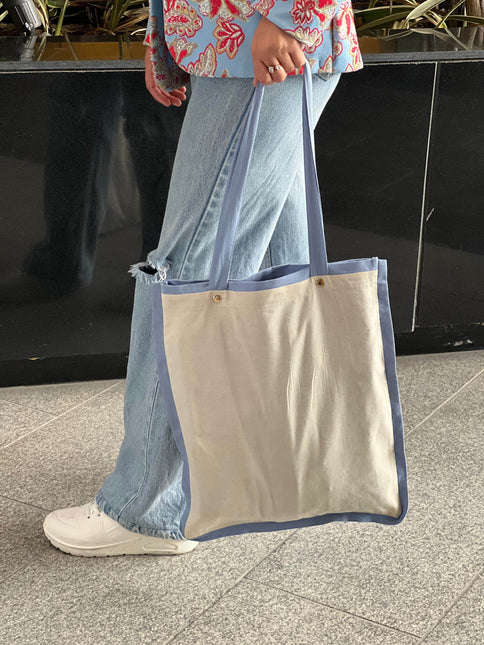 Blue Liner Canvas Tote Bag - HASHTACK