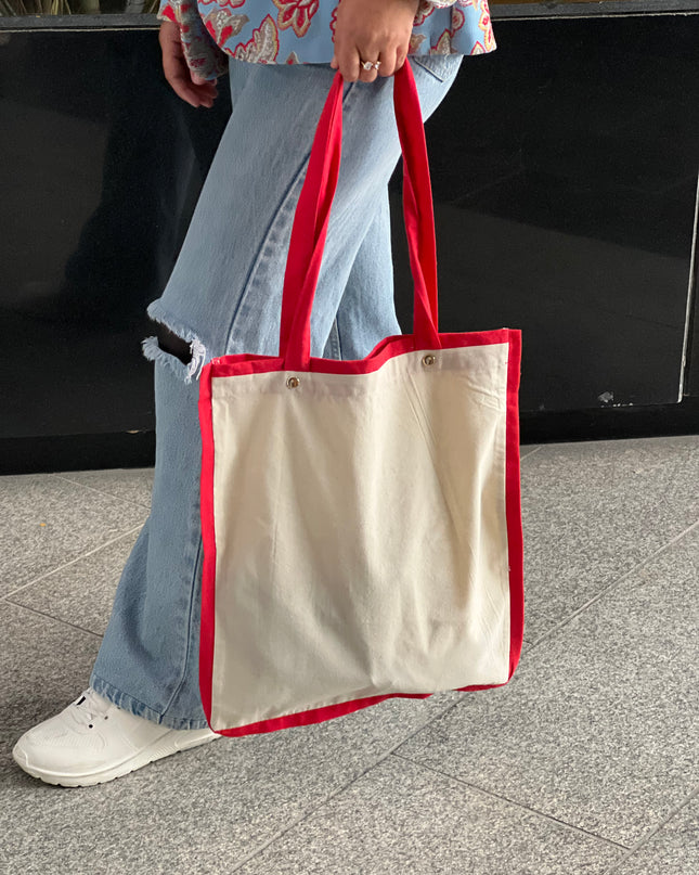 Red Liner Canvas Tote Bag