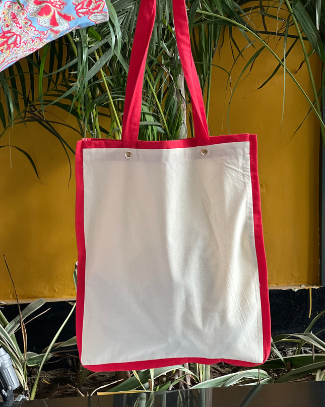 Red Liner Canvas Tote Bag