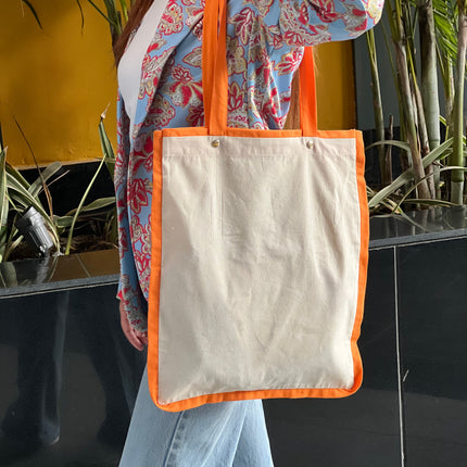 Orange Liner Canvas Tote Bag