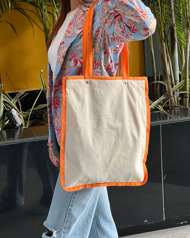 Orange Liner Canvas Tote Bag