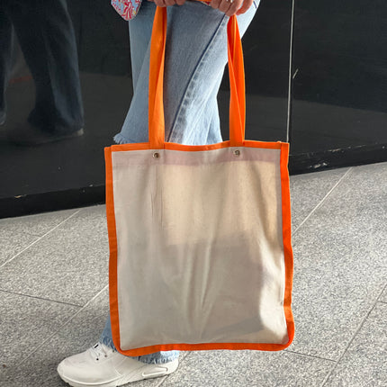 Orange Liner Canvas Tote Bag