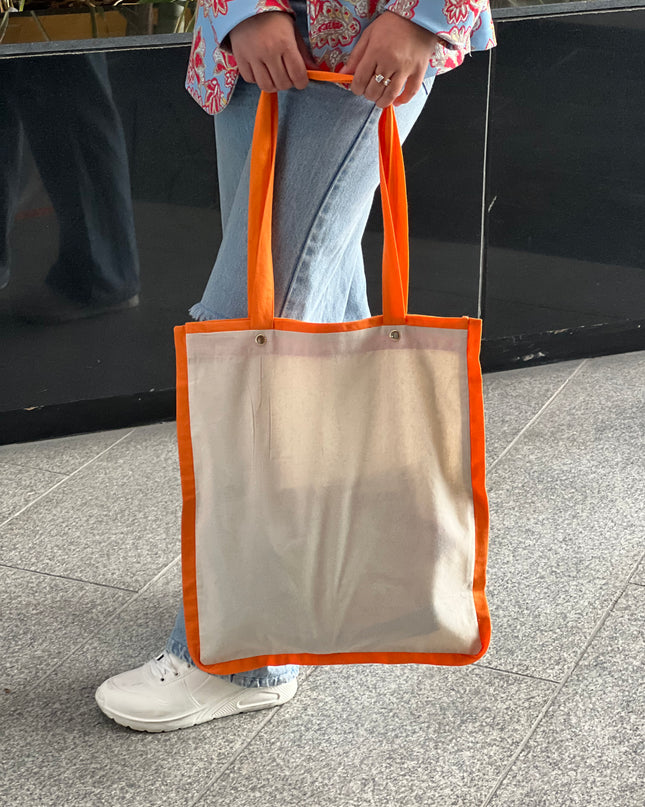 Orange Liner Canvas Tote Bag