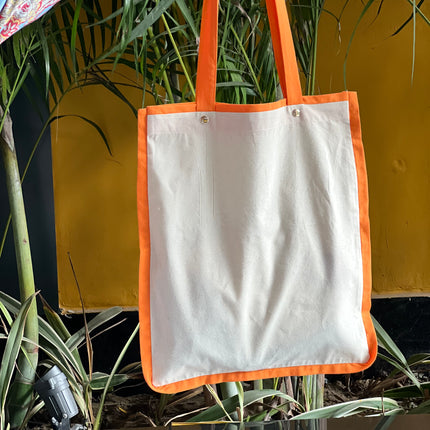 Orange Liner Canvas Tote Bag