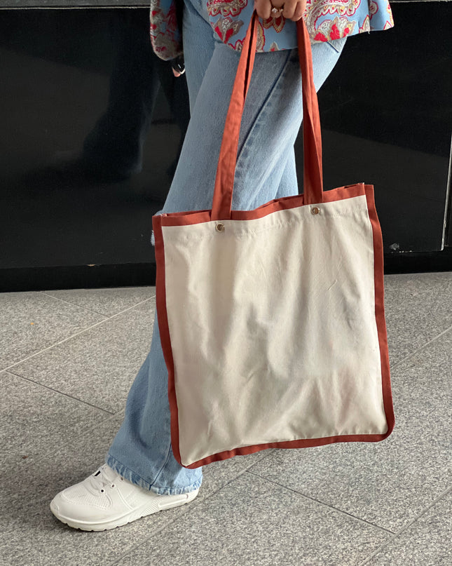 Brown Liner Canvas Tote Bag