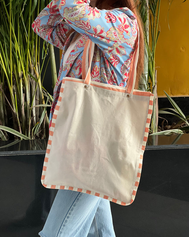 Striped Liner Canvas Tote Bag