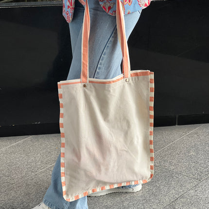 Striped Liner Canvas Tote Bag