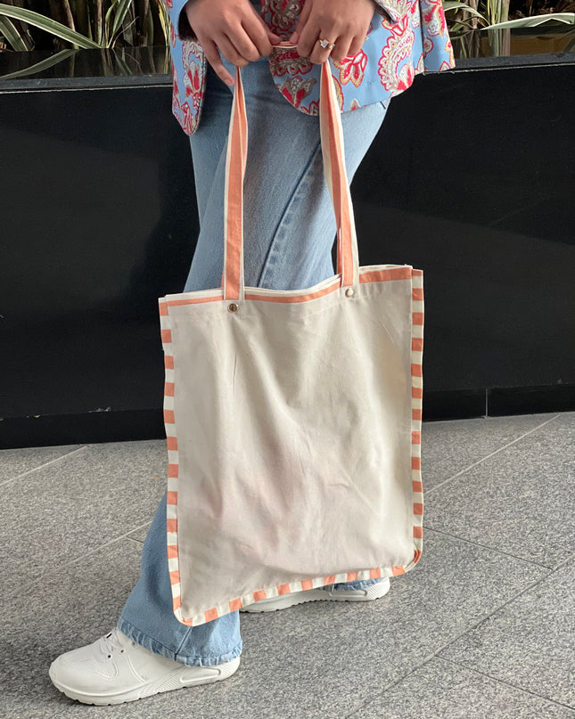 Striped Liner Canvas Tote Bag