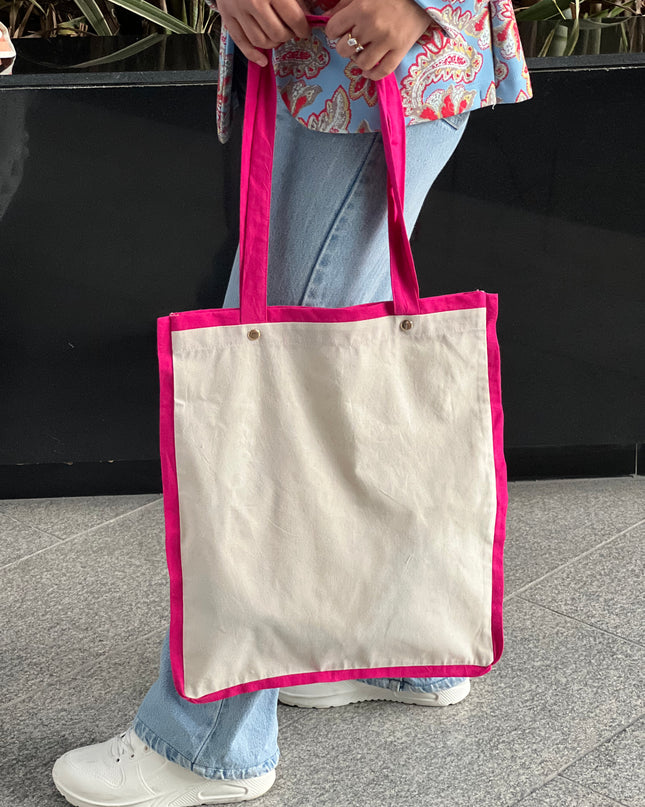 Pink Liner Canvas Tote Bag