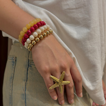 Sunset Glow Beaded Stretch Bracelet Set