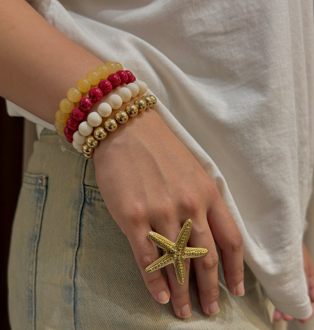 Sunset Glow Beaded Stretch Bracelet Set