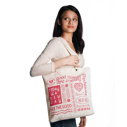 Pink Message Canvas Tote Bag - HASHTACK