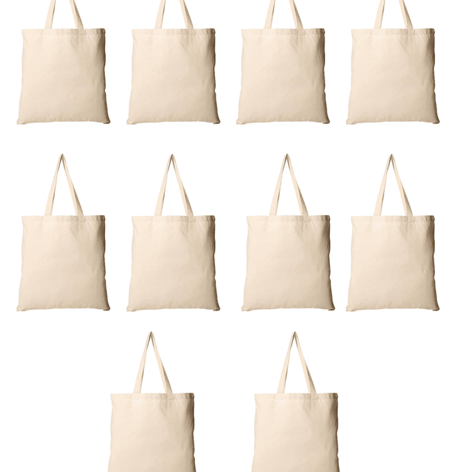 Plain White Canvas Tote Bag Set Of 10 - HASHTACK