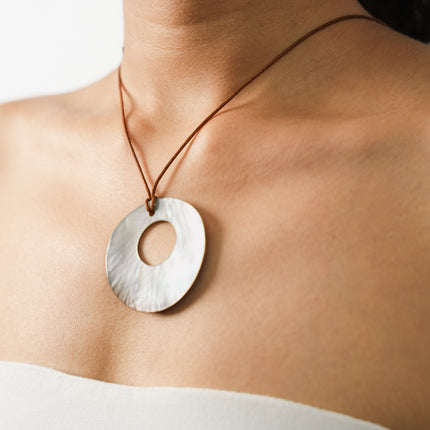 Luna Halo Shell Pendant Necklace