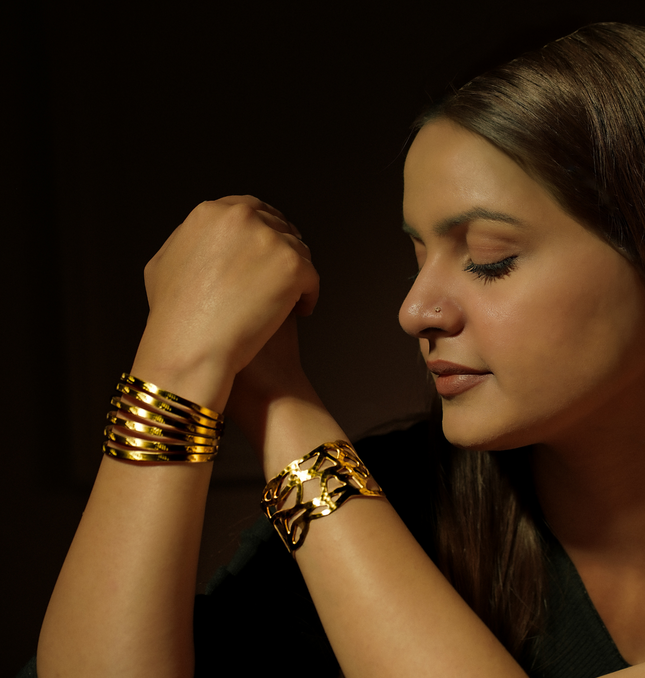 Brass Multi Layer Golden Cuff