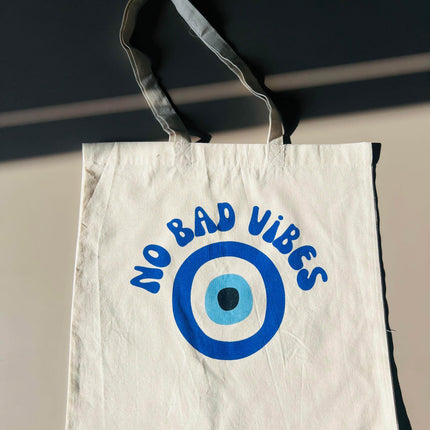 No Bad Vibes Canvas Tote Bag - HASHTACK