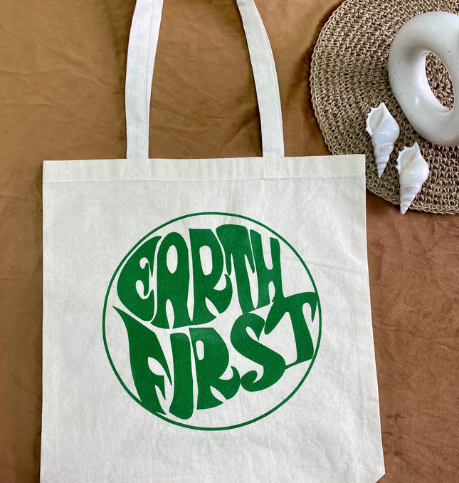 Earth First Printed Canvas Tote Bag