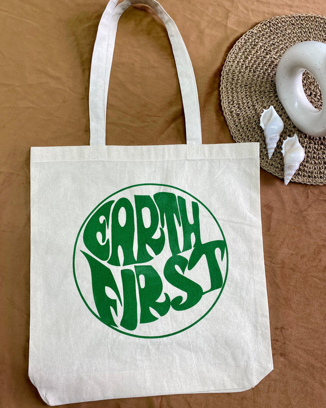 Earth First Printed Canvas Tote Bag