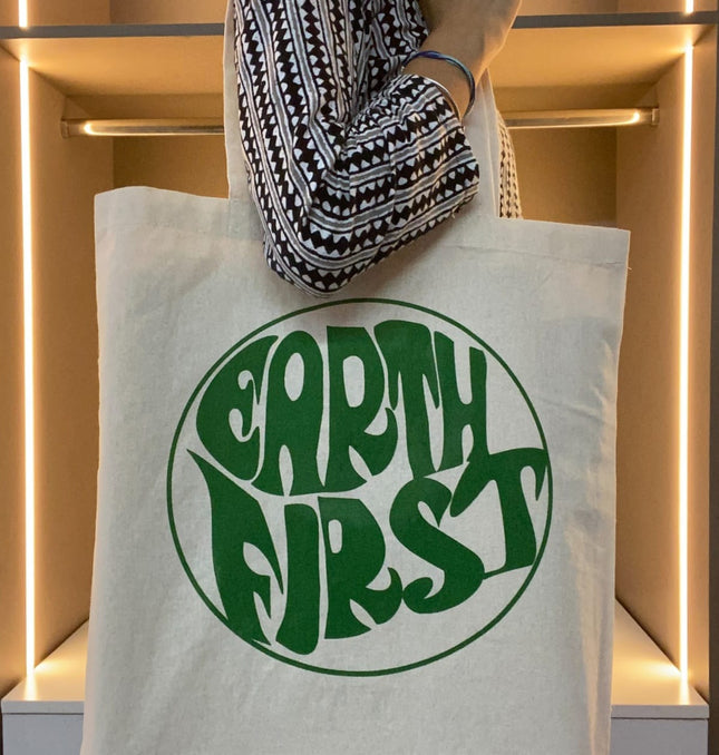 Earth First Printed Canvas Tote Bag