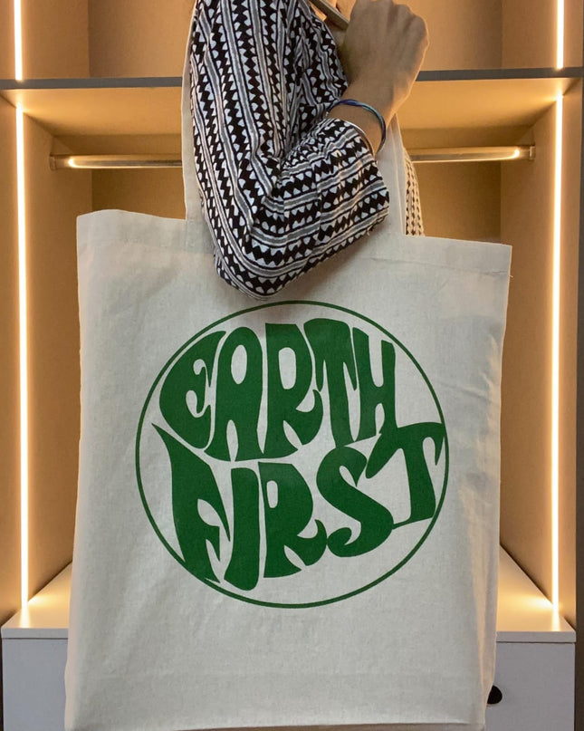 Earth First Printed Canvas Tote Bag