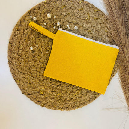 Yellow Cotton Mini Utility Pouch