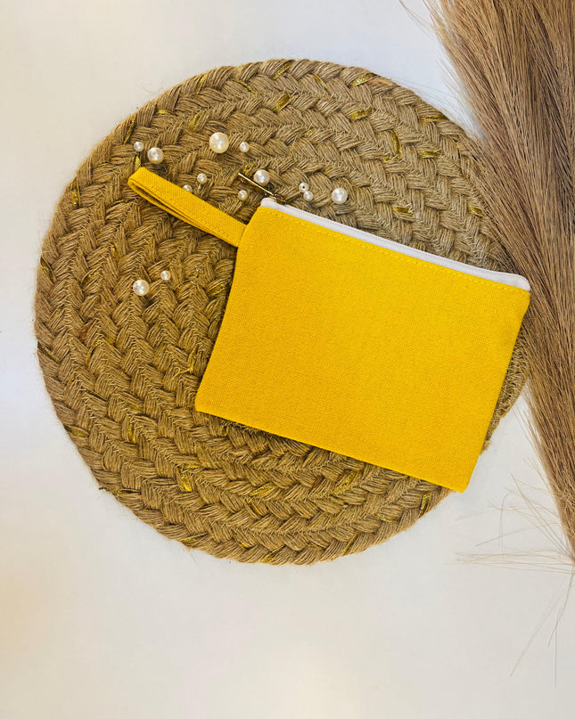 Yellow Cotton Mini Utility Pouch