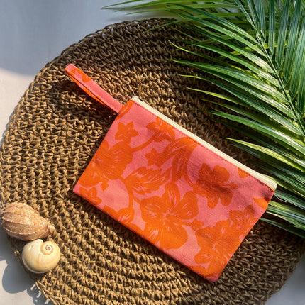 Orange Floral Utility Pouch