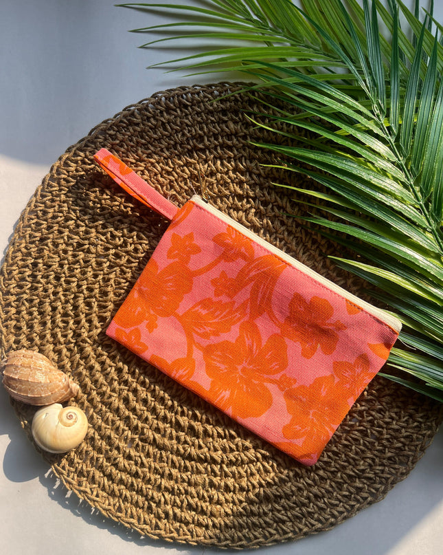 Orange Floral Utility Pouch