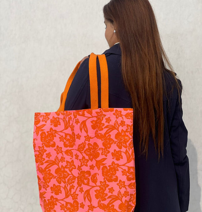 Orange Blossom Chic Canvas Tote Bag