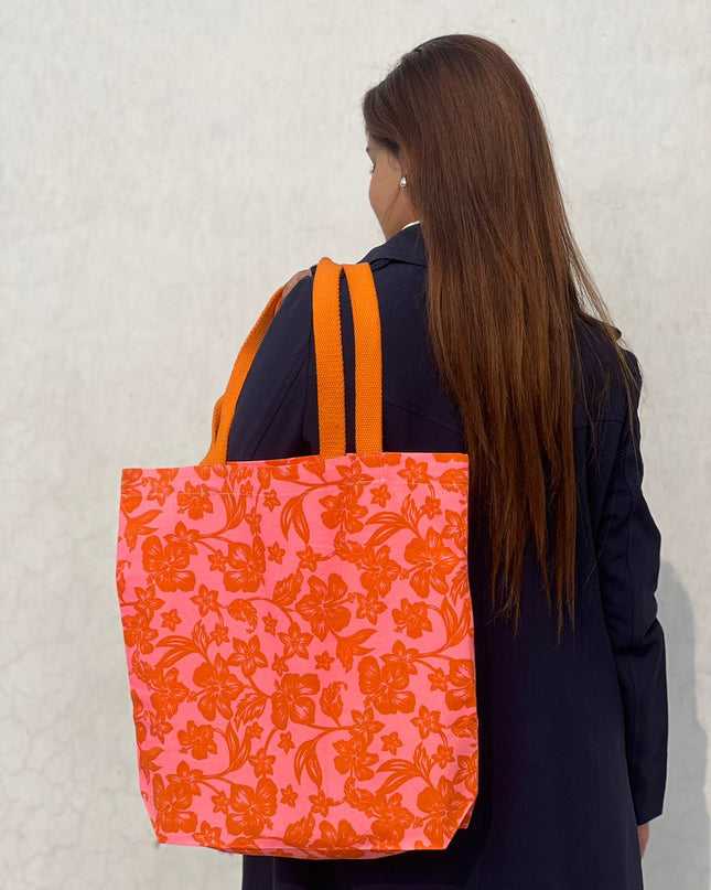 Orange Blossom Chic Canvas Tote Bag