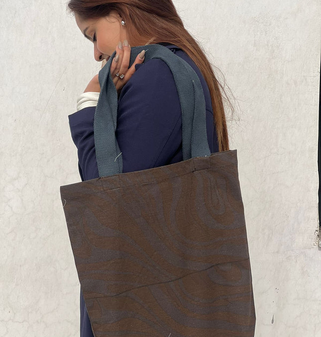 Coffee Swirl Canvas Tote Bag