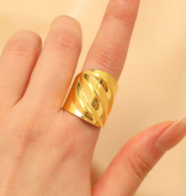 Classic Wide Gold Adjustable Ring - HASHTACK