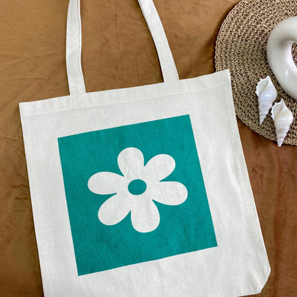 Flower Printed Canvas Tote Bag