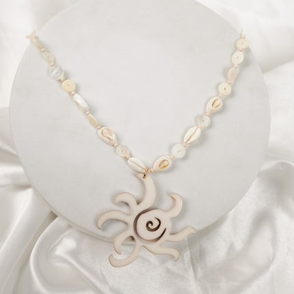 Ocean Sun Shell Pendant Necklace