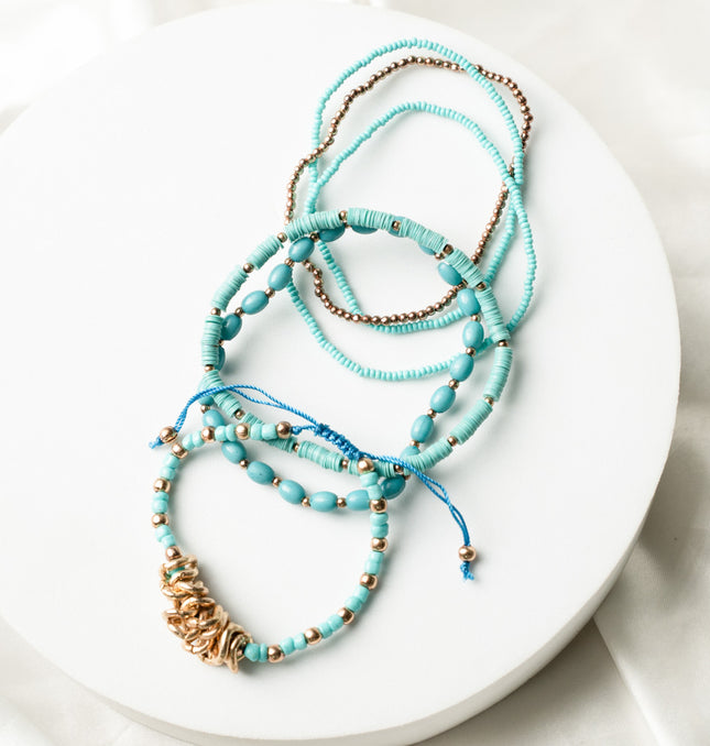 Wave- Set Of 6 Bohemian Bead layer Bracelet