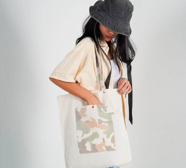Army Chic Canvas Tote Bag - HASHTACK