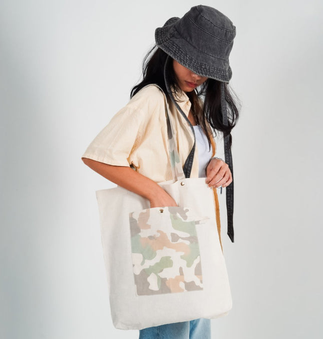 ARMY CHIC CANVAS TOTE BAG - HASHTACK