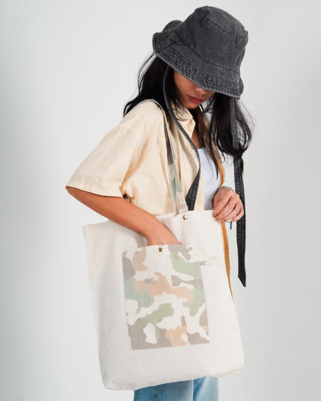 ARMY CHIC CANVAS TOTE BAG - HASHTACK