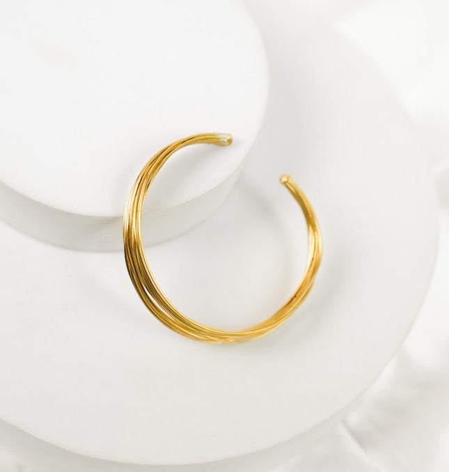 Aurora Layered Gold Cuff Bracelet - HASHTACK