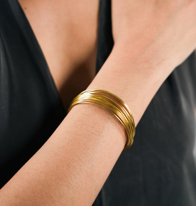 Aurora Layered Gold Cuff Bracelet - HASHTACK
