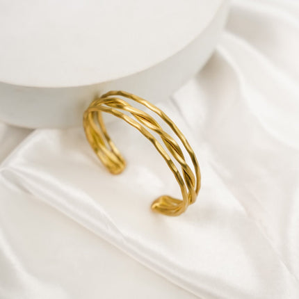 Aurora Twist Gold Cuff Bracelet - HASHTACK