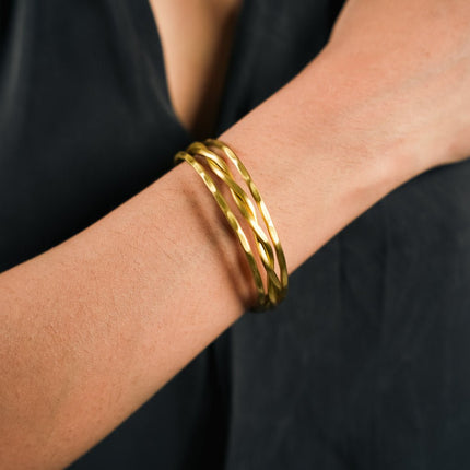 Aurora Twist Gold Cuff Bracelet - HASHTACK
