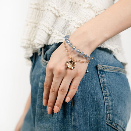 Azure Bloom Flower Charm Bracelet - HASHTACK