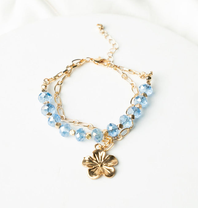 Azure Bloom Flower Charm Bracelet - HASHTACK