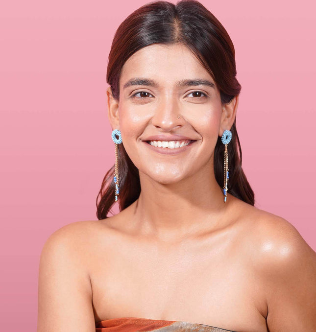 Azure Blue Hoop Earrings - HASHTACK