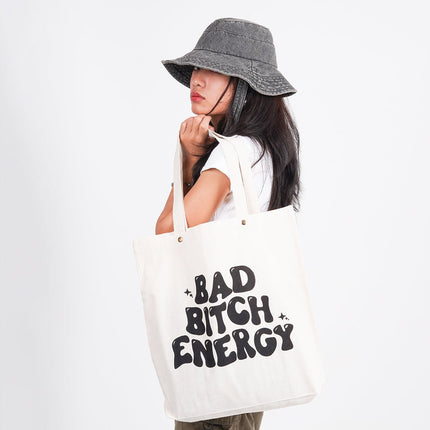 BAD BITCH ENERGY CANVAS TOTE BAG - HASHTACK