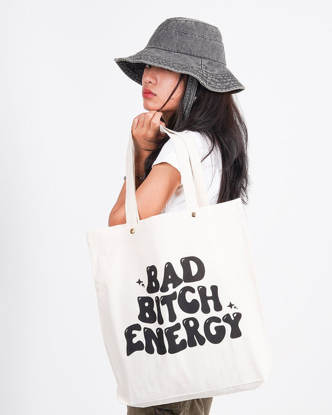 BAD BITCH ENERGY CANVAS TOTE BAG - HASHTACK