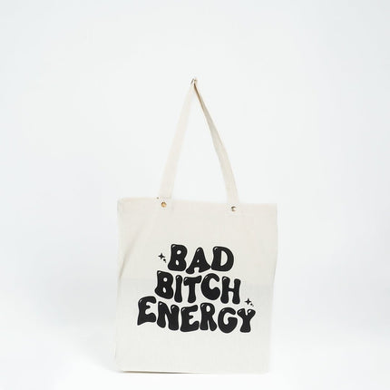 BAD BITCH ENERGY CANVAS TOTE BAG - HASHTACK