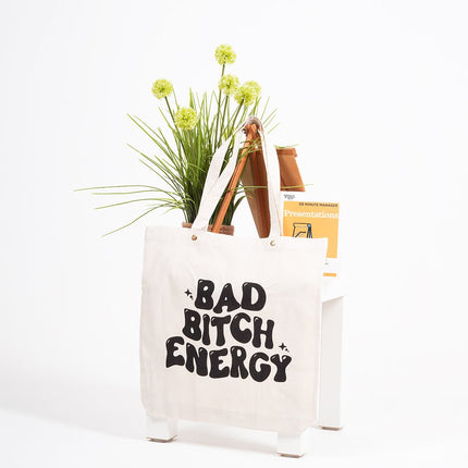 BAD BITCH ENERGY CANVAS TOTE BAG - HASHTACK